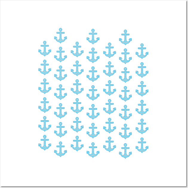 Anchor blue captain pattern design Wall Art by Shirtbubble